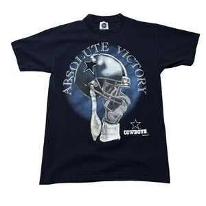 Vintage 90s Dallas Cowboys Big Graphic Single Stitch T Shirt Navy Size M 19 x 27